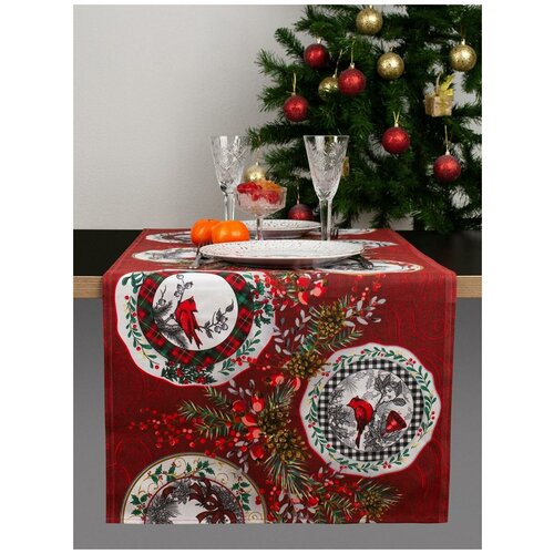 фото Дорожка на стол из рогожки "всё себе";элегант; размер: 50 х 145