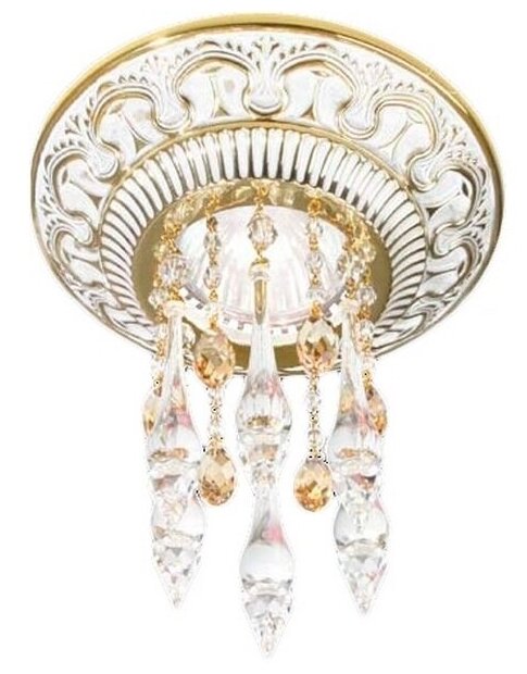 FEDE Светильник встраиваемый из латуни, с кристаллами Swarovski, золото с белой патиной - фотография № 1