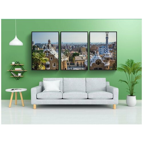 фото Набор модулных постеров для интерьера "guell park, гауди, строительство" 60x90 см. в тубусе, без рамки lotsprints