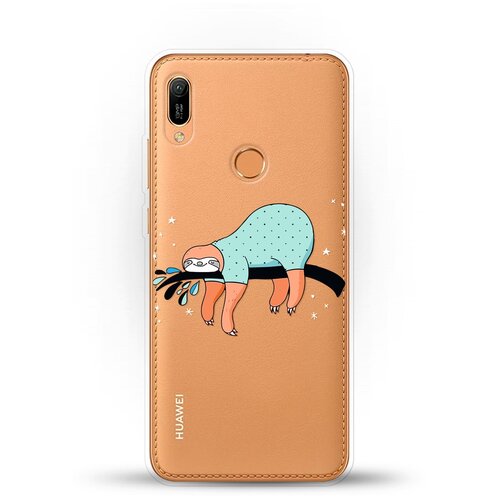 Силиконовый чехол Ленивец на ветке на Huawei Y6 (2019)