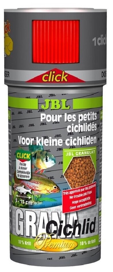 JBL GranaCichlid CLICK - Осн. корм премиум для хищных цихлид, гранулы, 250 мл (110 г) - фотография № 6
