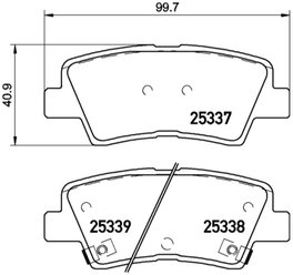 Дисковые тормозные колодки задние NISSHINBO NP6020 для Kia, Hyundai, SsangYong (4 шт.)