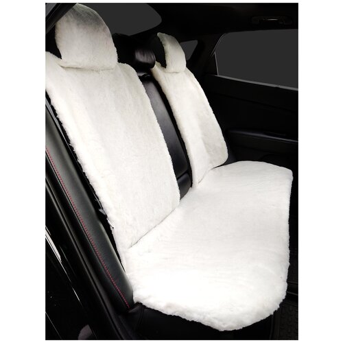 Меховые накидки на сиденье автомобиля / Меховые накидки на авто / Комплект на задние сиденья / Овечья шерсть / Черный 3 шт.