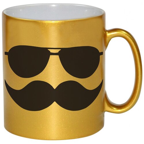 фото Золотая кружка черные очки и усы drabs