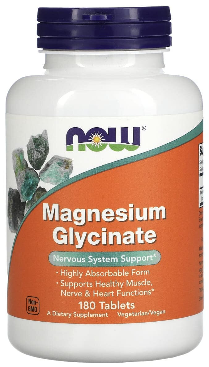 NOW Foods Magnesium Glycinate, Магния Глицинат 180 таблеток