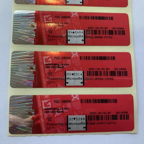 Microsoft Windows 10 Pro ключ активации стикер OEM 10 шт.