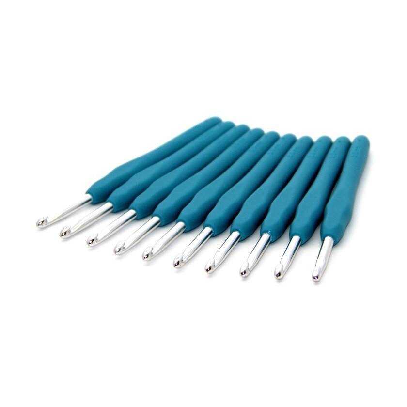 Крючки для вязания Рукоделие односторонние алюминиевые, с силиконовой ручкой, 5 мм, 10 шт