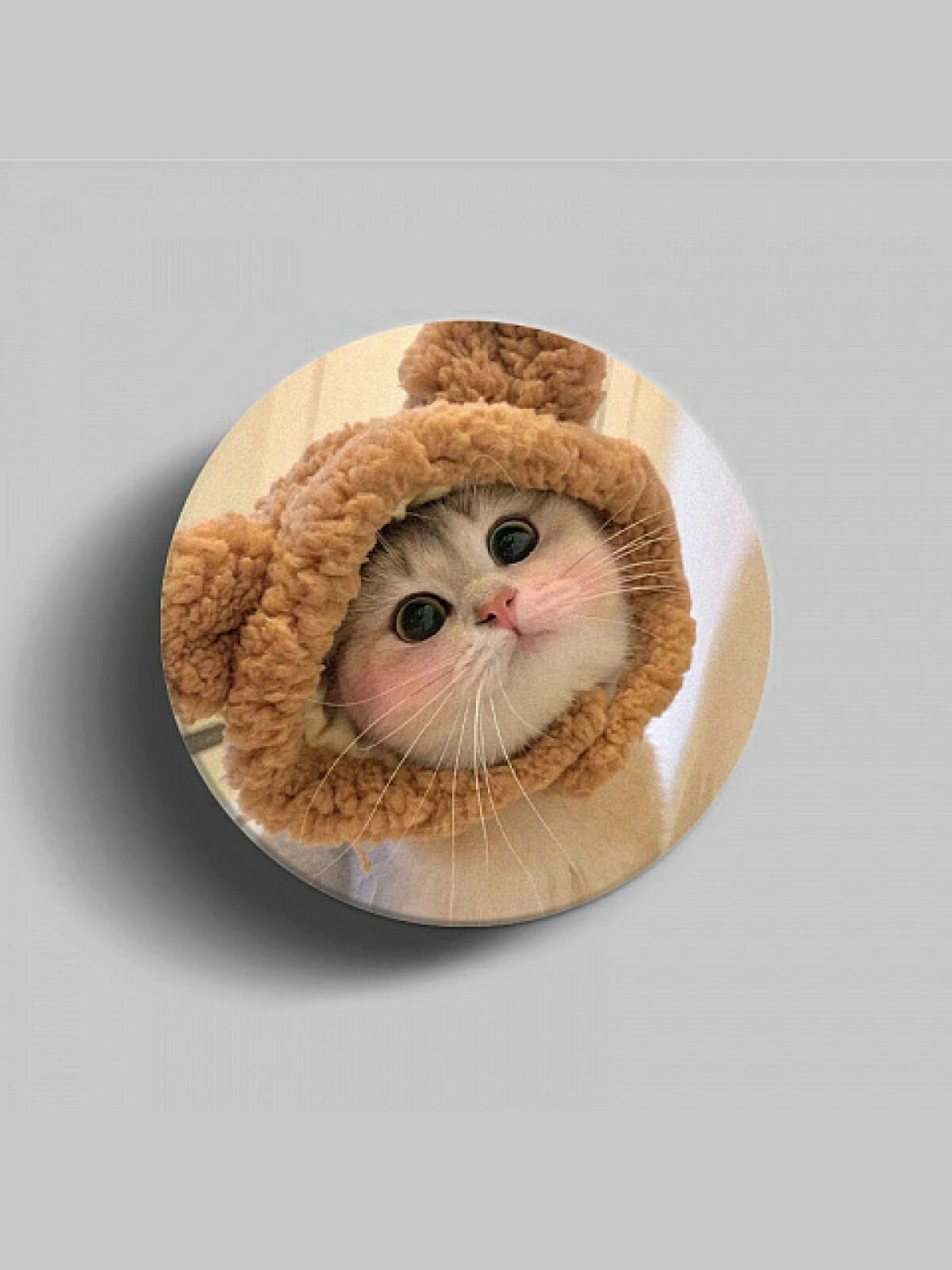 Попсокет - держатель для телефона "Котенок", подставка универсальная, глянцевый, пластик, белый