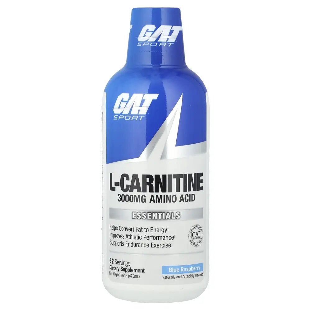 Л-карнитин в жидкой форме от GAT L-Carnitine 3000 473 мл,32 порции со вкусом голубая малина