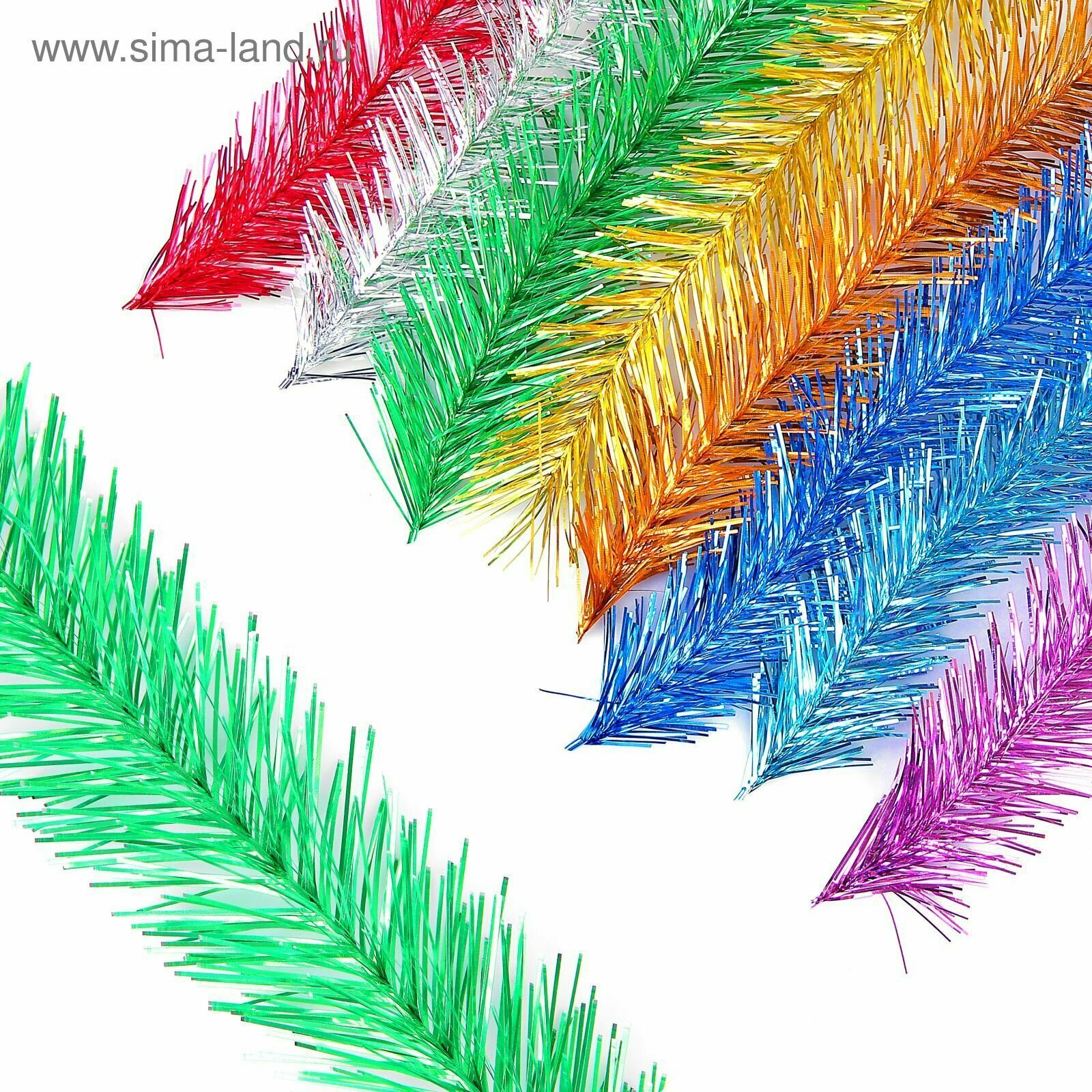 Мишура новогодняя Ёлочка двойная d 5 см L-200 см микс 10 шт