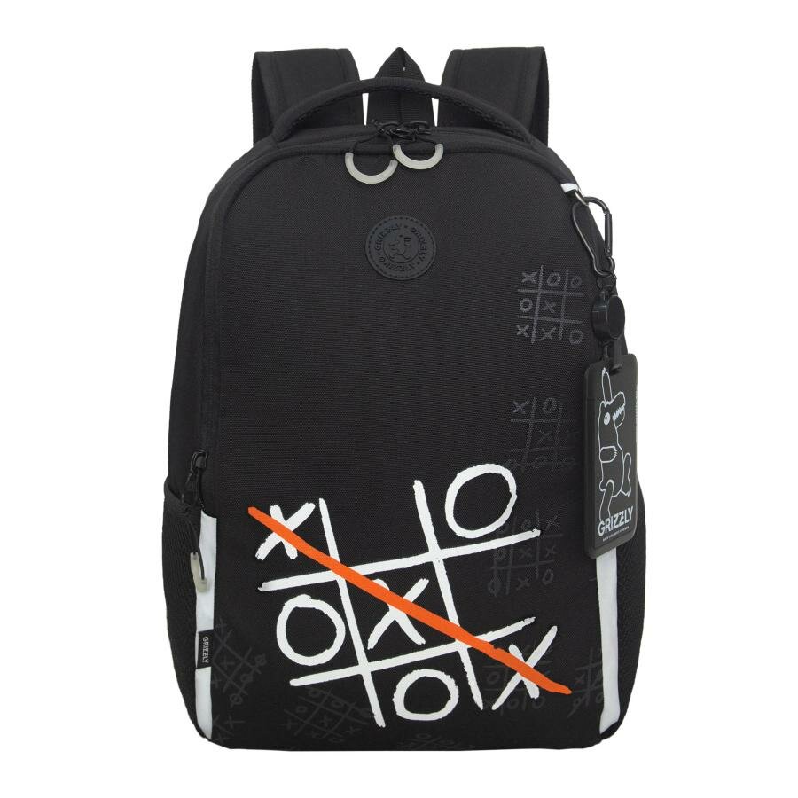 Рюкзак школьный 2отд. Черный 29х38х16см GRIZZLY RB-651-8/1 (уни)