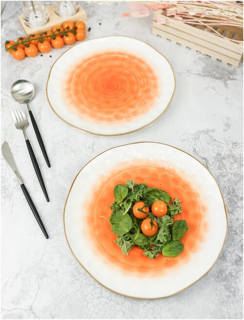 Тарелка 21 см оранжевая фарфор 