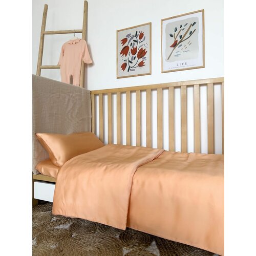 Детское постельное белье из тенселя, персиковый, простыня 80х160 см