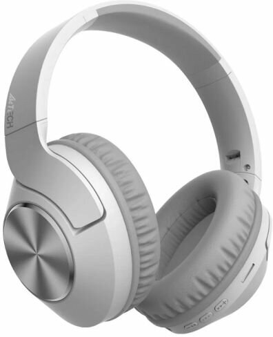 Наушники беспроводные A4Tech BH300 GRAYISH WHITE белые/серые, bluetooth, оголовье (1789543)