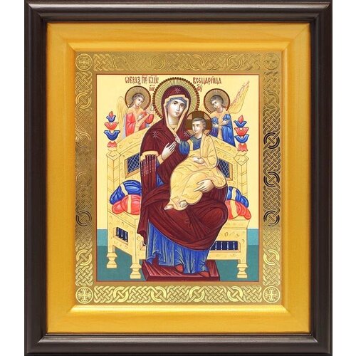Икона Божией Матери Всецарица, широкий деревянный киот 21,5*25 см икона божией матери неувядаемый цвет деревянный киот 21 5 25 см
