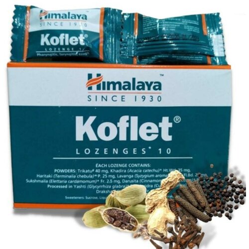 Леденцы Himalaya Herbals Koflet (Хималая Хербалс Кофлет) от кашля и боли в горле, 10 шт.