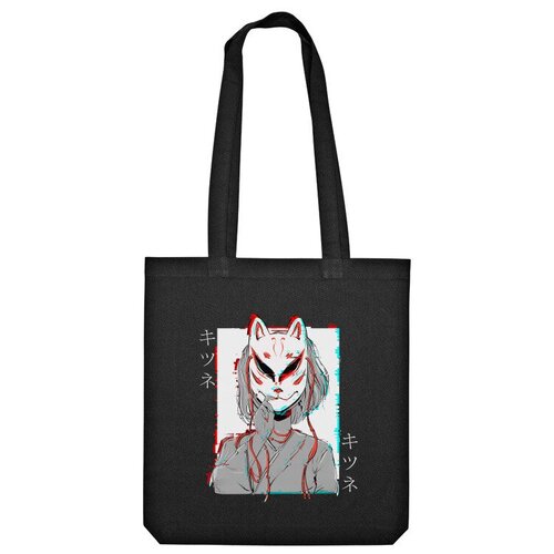 мужская футболка аниме кицунэ маска anime kitsune mask 2xl черный Сумка шоппер Us Basic, черный