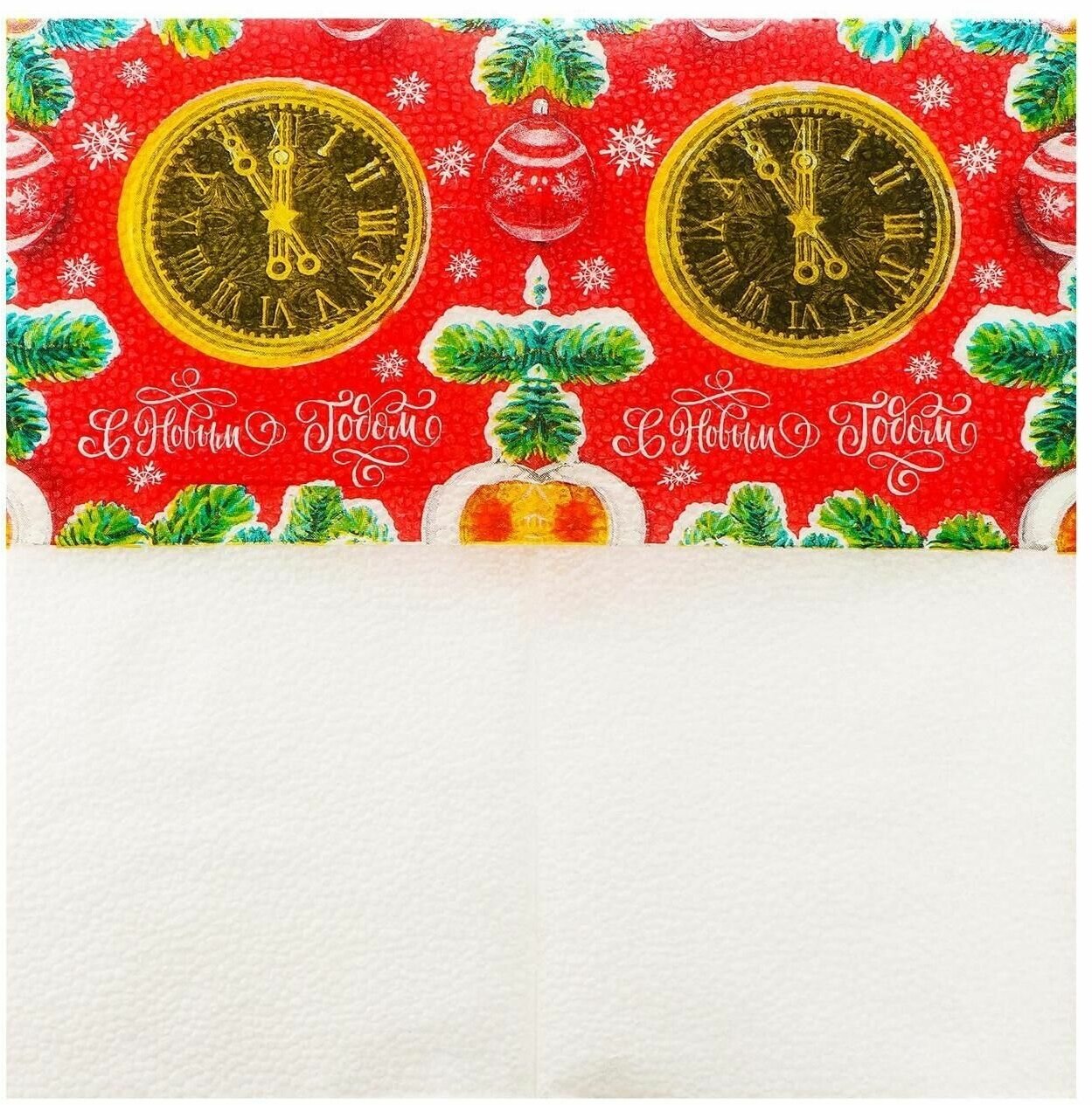 Салфетки бумажные «С Новым Годом» часы, 24 см, 20 шт. - фотография № 3