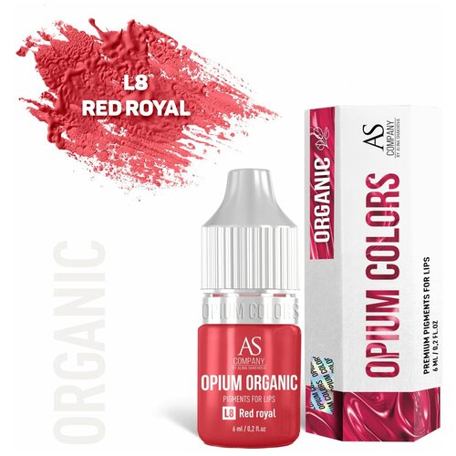 AS Company (AS Pigments, Алина Шахова, Пигменты Шаховой) Пигмент для татуажа губ - Opium Colors Organic L8 Red Royal, 6 мл