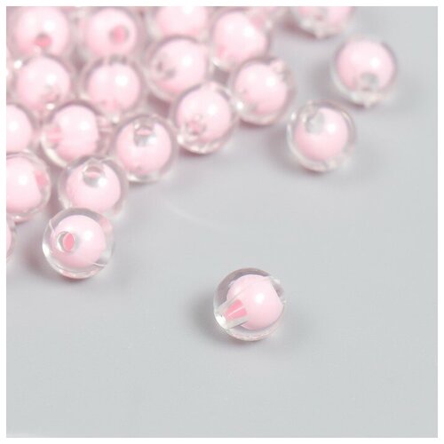 Арт Узор Бусины пластик Светло-розовые глянец 20 гр d=0,8 см