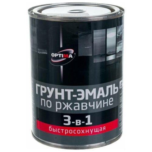 Быстросохнущая грунт-эмаль OPTIMA 3 в 1 0,8кг серая 11598015