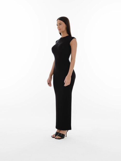 Платье-майка moysha, вискоза, прилегающее, миди, размер XS, черный