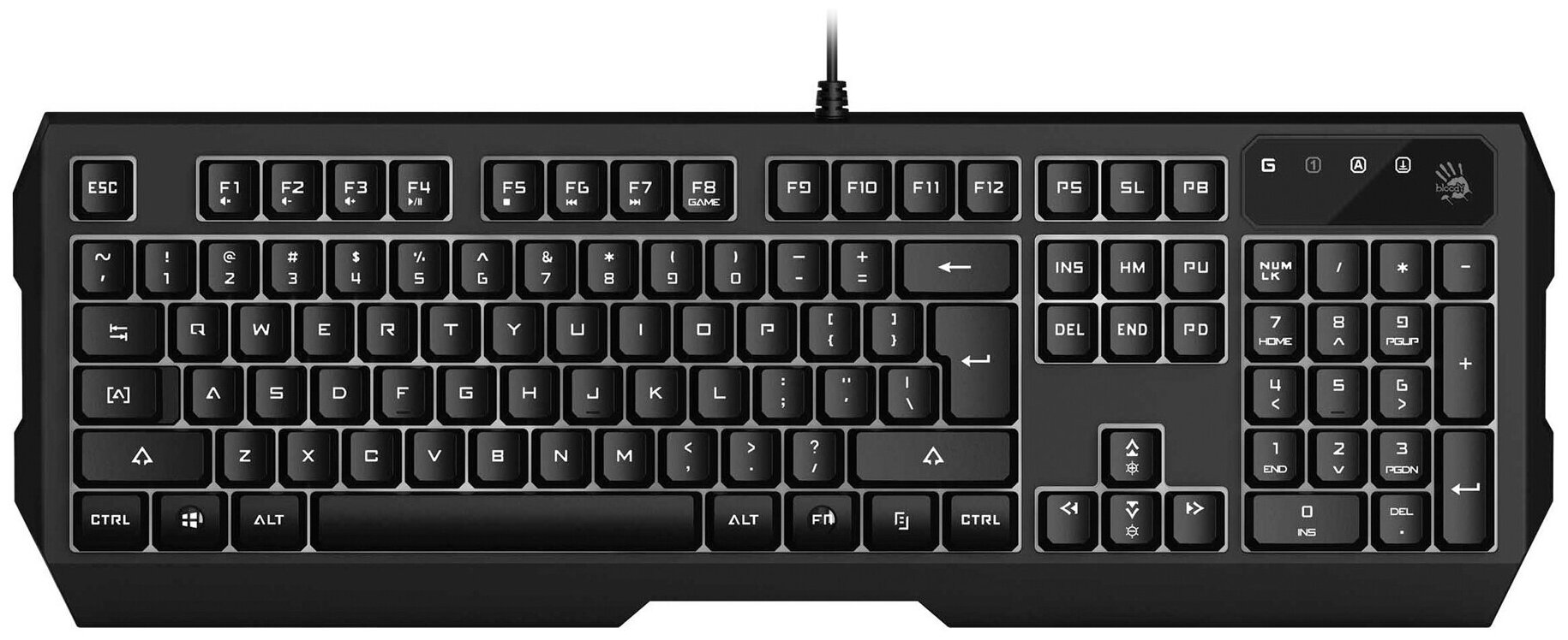 Клавиатура A4Tech Bloody B135N черный USB Multimedia for gamer LED (подставка для запястий) (B135N)