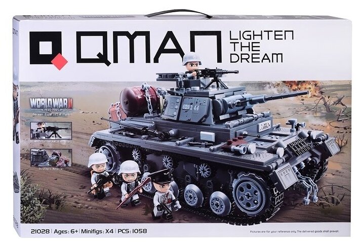 Конструктор Qman C21028 Техника "Танк Germany III F-Type" 1058 деталей