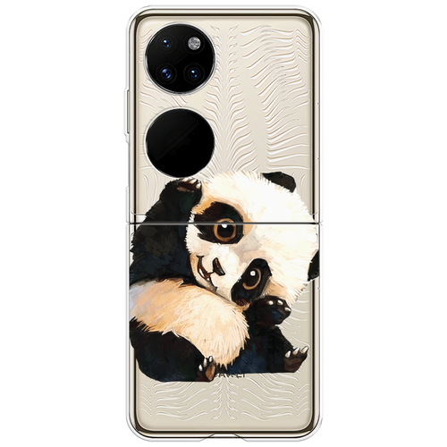 Пластиковый чехол на Huawei P50 pocket / Хуавей П 50 Покет Большеглазая панда, прозрачный