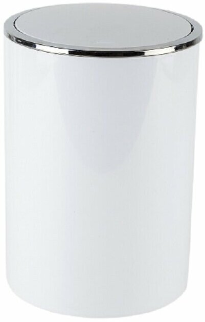 Урна с крышкой круглая Primanova M-E35-01 LENOX объем 6 литров, цвет белый, размер 25,5x18,5x18,5, материал пластик