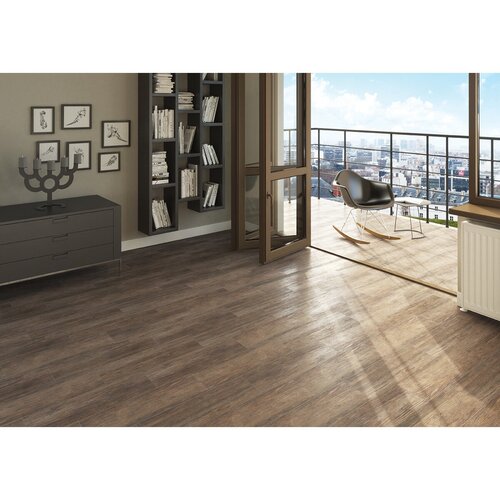 Плитка из керамогранита Cersanit Cemento Floor Finwood глаз темно-коричневый C-FF4M512D для пола 18,5x59,8 (цена за 17.024 м2)