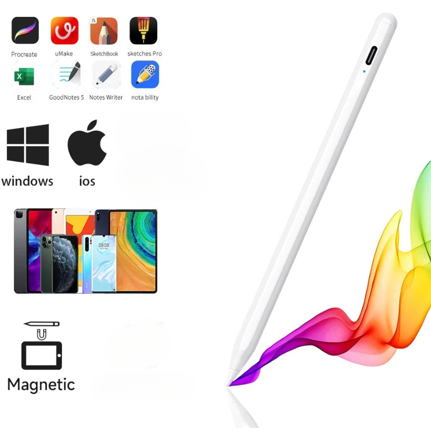 Универсальный стилус для iPad iPad Pro iPad Air iPad mini с 2018г и новее / Стилус Magnetic Stylus Pen с боковой магнитной поддержкой для iOS