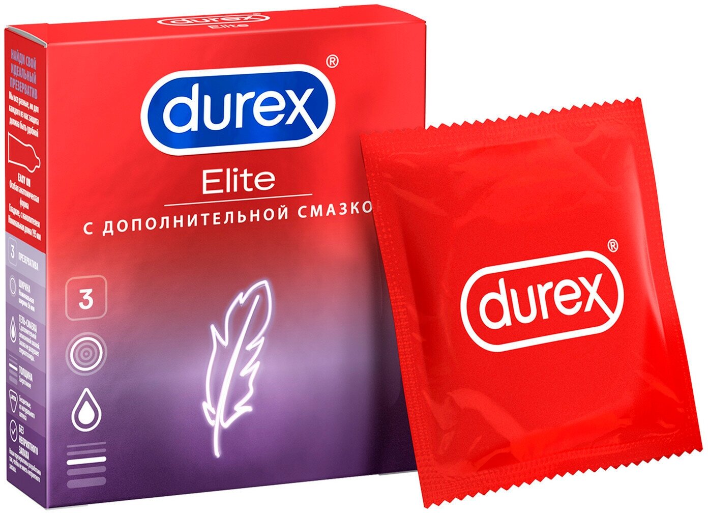 Презервативы Durex Elite сверхтонкие, с дополнительной смазкой 3 шт.