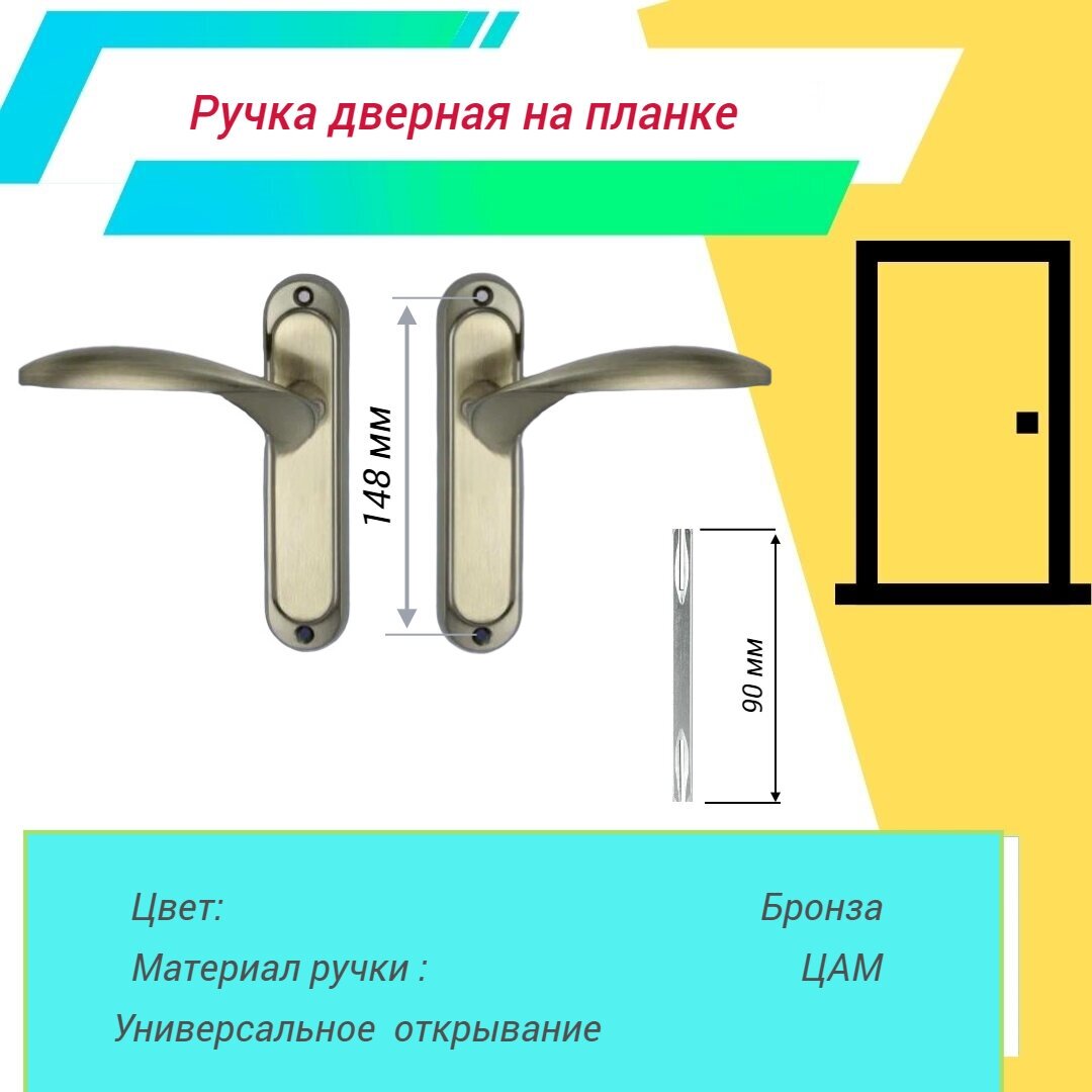Ручки на планке для межкомнатных дверей MSM 415M AB (бронза)