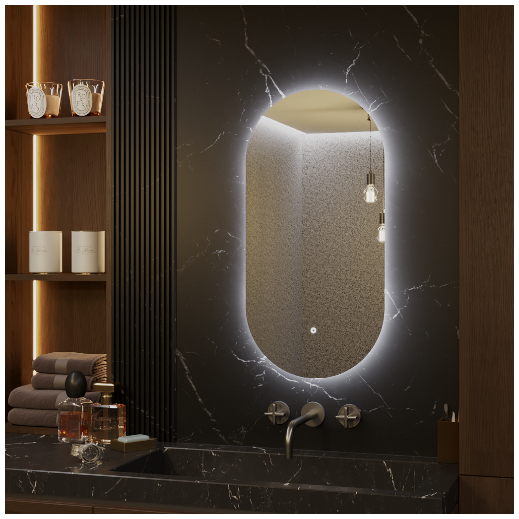 Зеркало Олимпия 120*50 "парящее" для ванной с холодной LED-подсветкой - фотография № 5