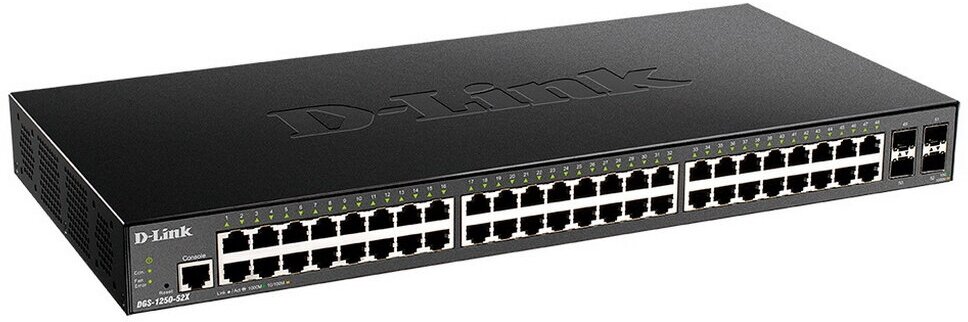 Коммутатор D-Link (DGS-1250-52X/A1A) Настраиваемый L2, 48 ports 10/100/1000Base-T, 4 ports 10GBase-X SFP+