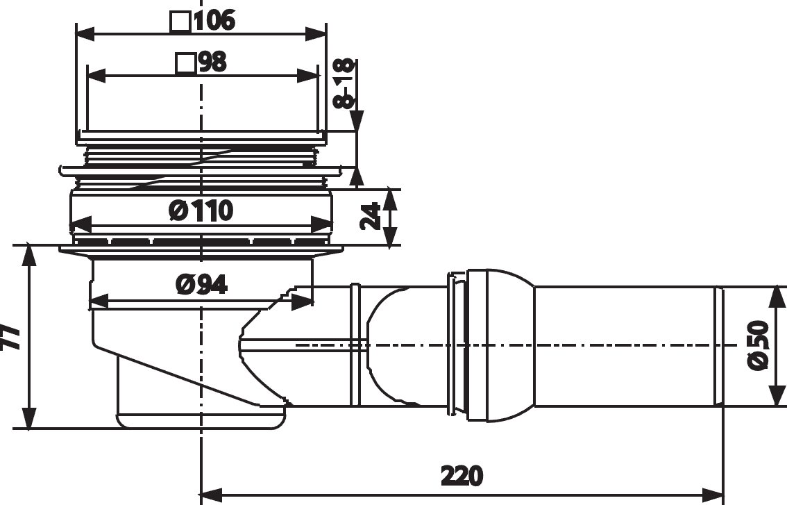 Сифон для душевого поддона SANIT 823/BW 34.043.00.0000 - фотография № 2