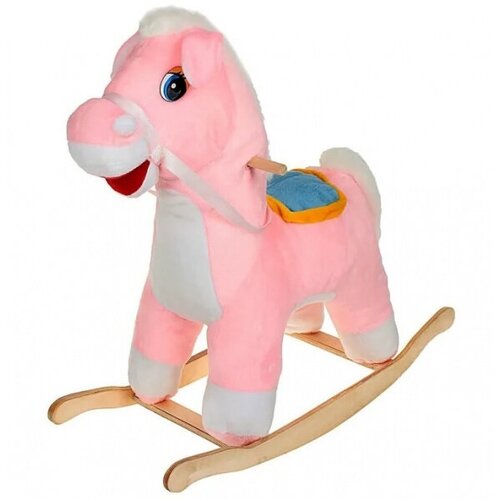 Детская качалка Лошадка розовая, мягкая игрушка для малышей, в подарок девочке на день рождения, 72 см