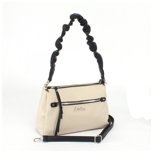 фото "сумка женская искусственная кожа adel-201/1в/мм, 3отд, плечевой ремень, беж/черн 236760" adelia