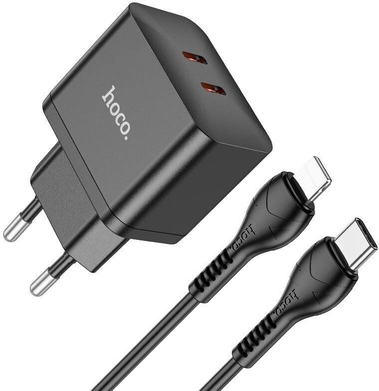 Сетевое зарядное устройство Hoco N29 Triumph, PD35W + кабель USB Type-C - Lightning, 1м, черный