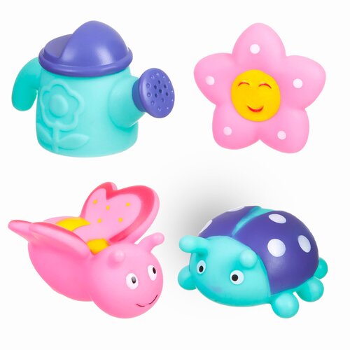 4 шт игрушки брызгалки для бассейна Набор для ванной BONDIBON Бабочка, божья коровка, звезда, лейка (ВВ1739), розовый/голубой