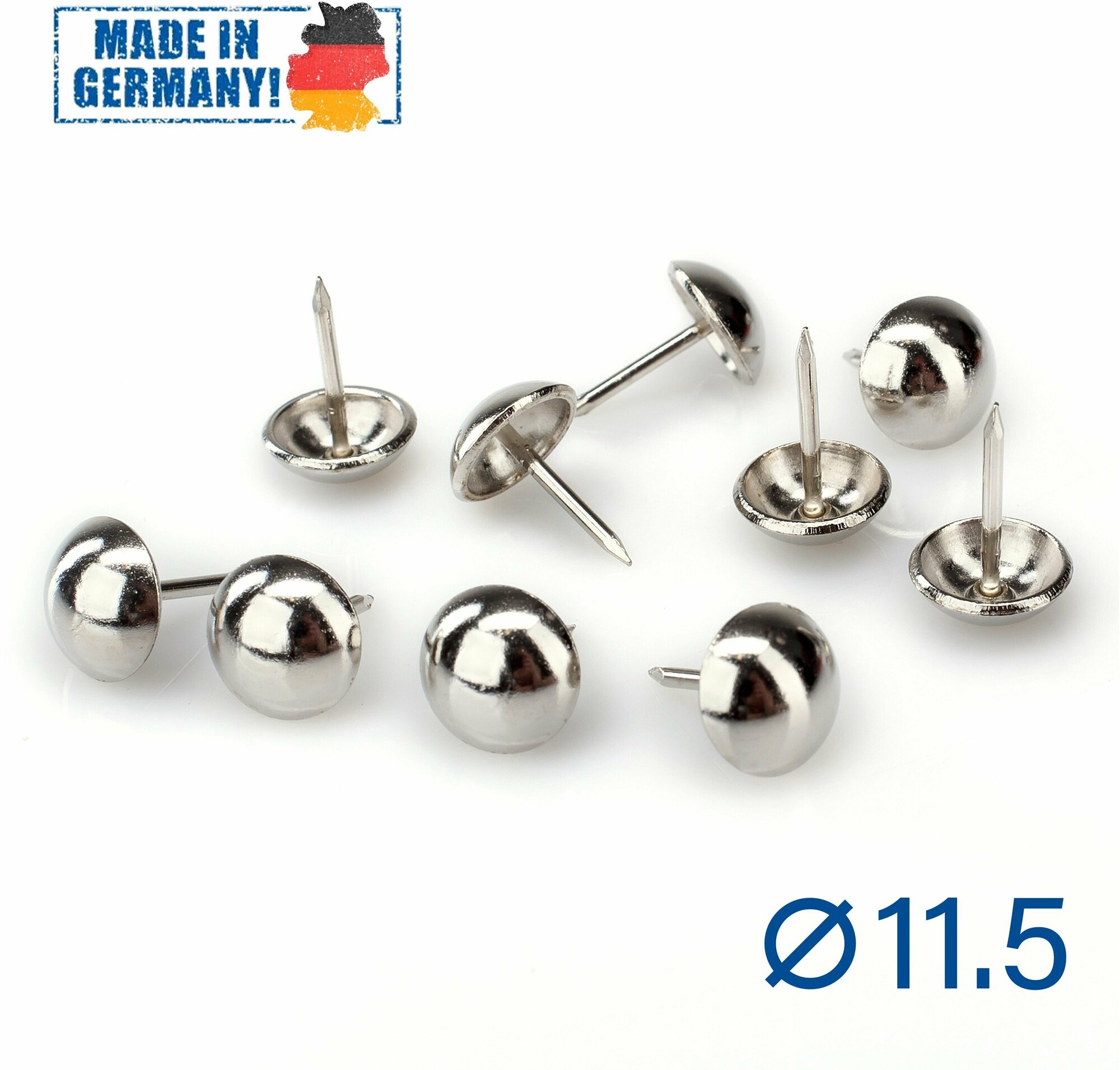 фото Гвозди декоративные HEICO, мебельные, для обивки, каретной стяжки, 11.5x13 мм, 50шт, 1009, никель