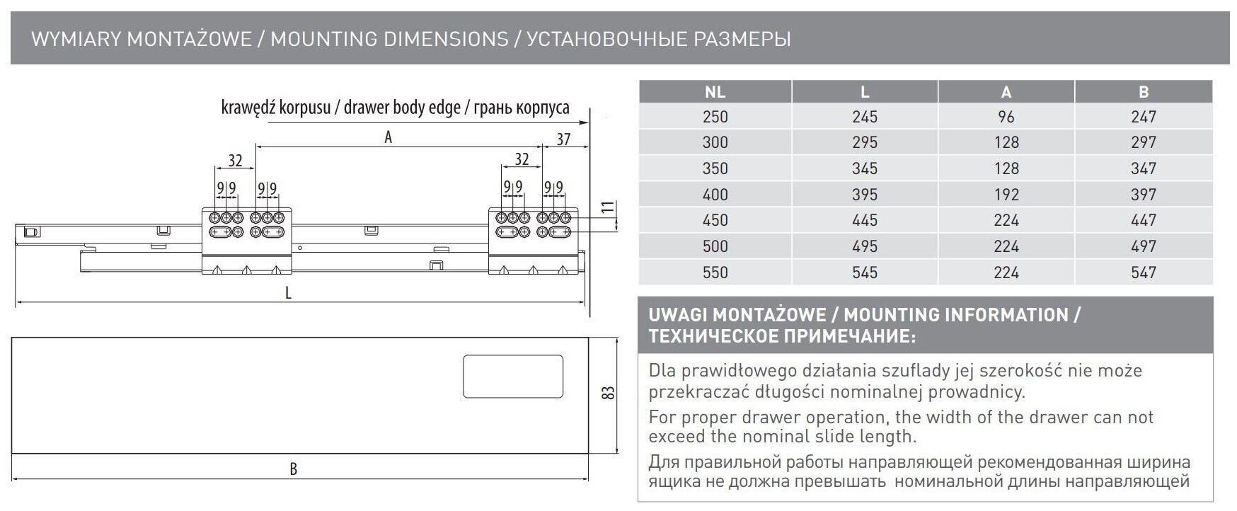 Модерн Бокс push to open L-500 мм, низкий, H-83 мм, серый GTV - фото №4