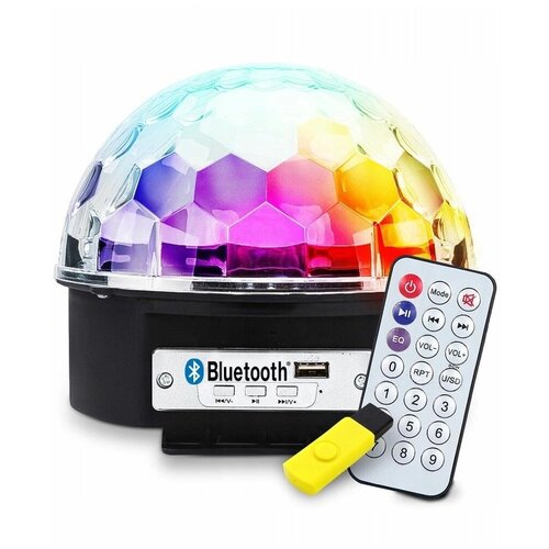 фото Светодиодный диско-шар (дискошар) led rgb magic ball light bluetooth (с mp3-плеером и пду) rz-026