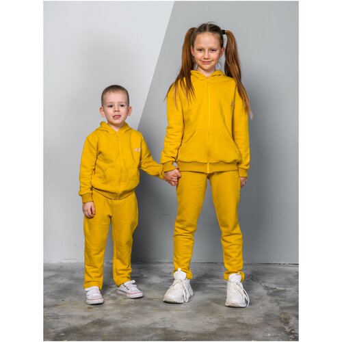 фото Спортивный костюм детский желтый из футера на молнии, размер 98 said ali