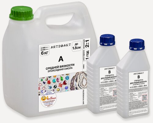 Изображение товара Эпоксидная смола arteфакт CREATIVITY, средняя вязкость, прозрачная, 6кг