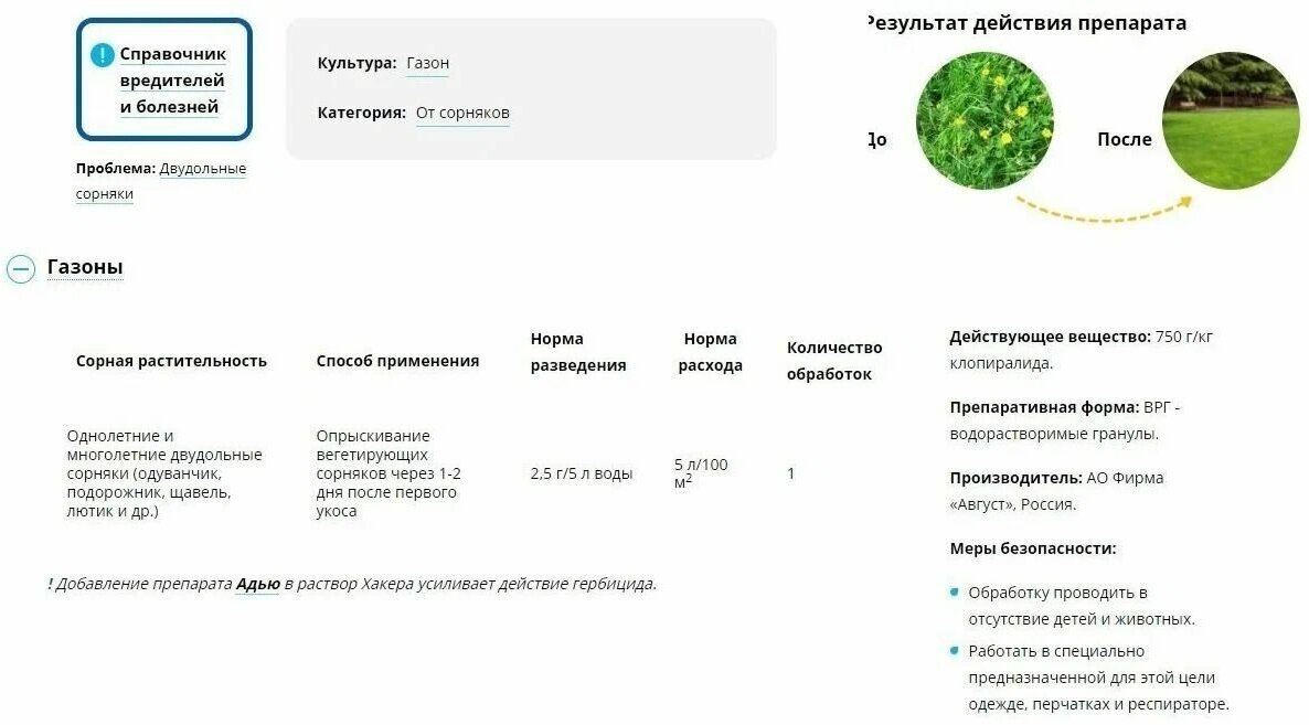 Средство от сорняков на газонах "Хакер", 2,5 г - фотография № 4