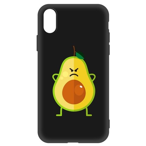 фото Чехол-накладка krutoff soft case авокадо сердитый для apple iphone x/ xs черный krutoff group