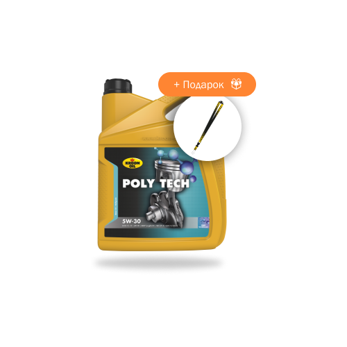 Синтетическое моторное масло Kroon-Oil Poly Tech 5W-30 (5л) + Подарок