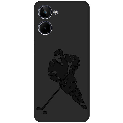 Матовый чехол Hockey для Realme 10 4G / Рилми 10 4Г с 3D эффектом черный матовый чехол tennis для realme 10 4g рилми 10 4г с 3d эффектом черный